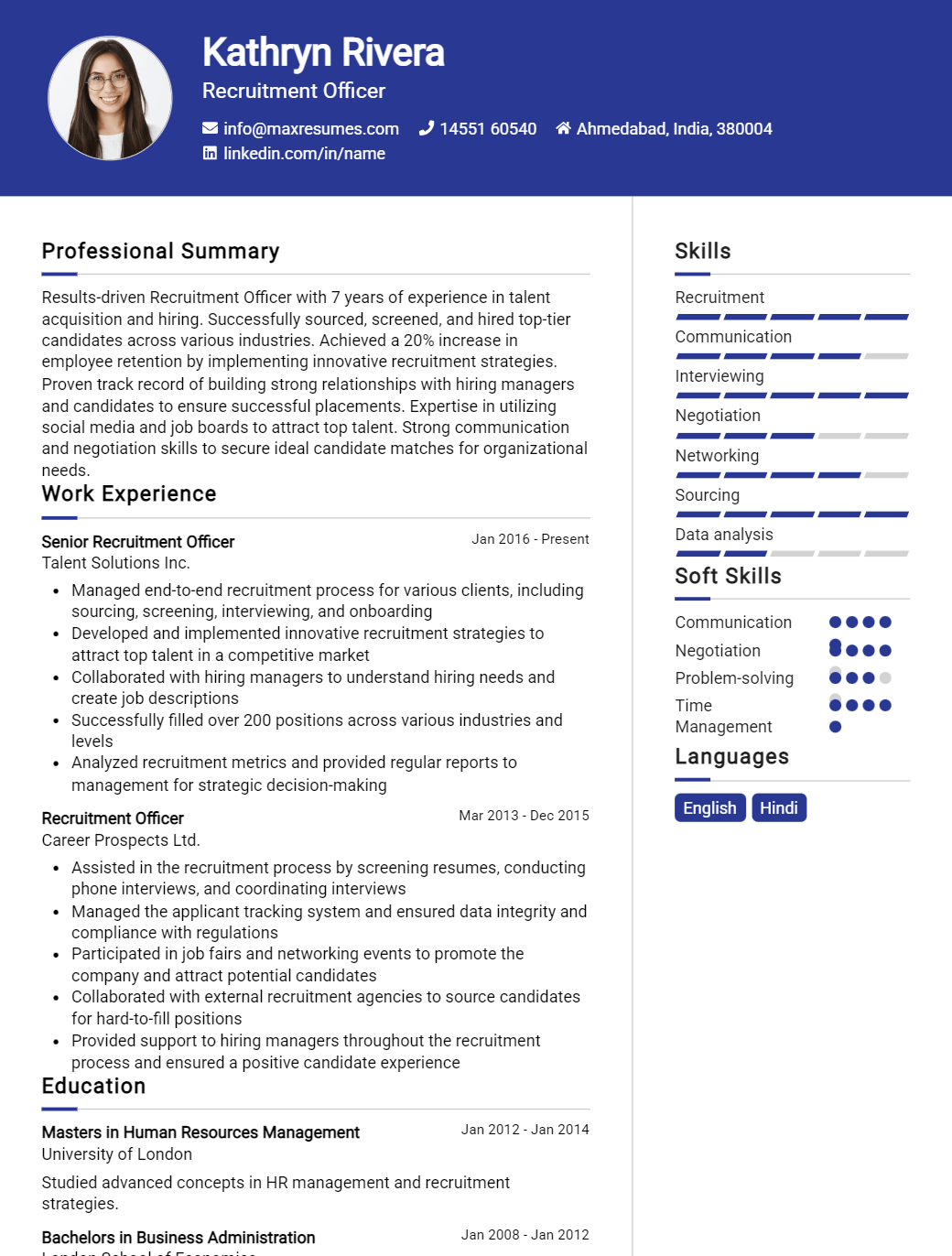 recruitment-officer-resume-sample