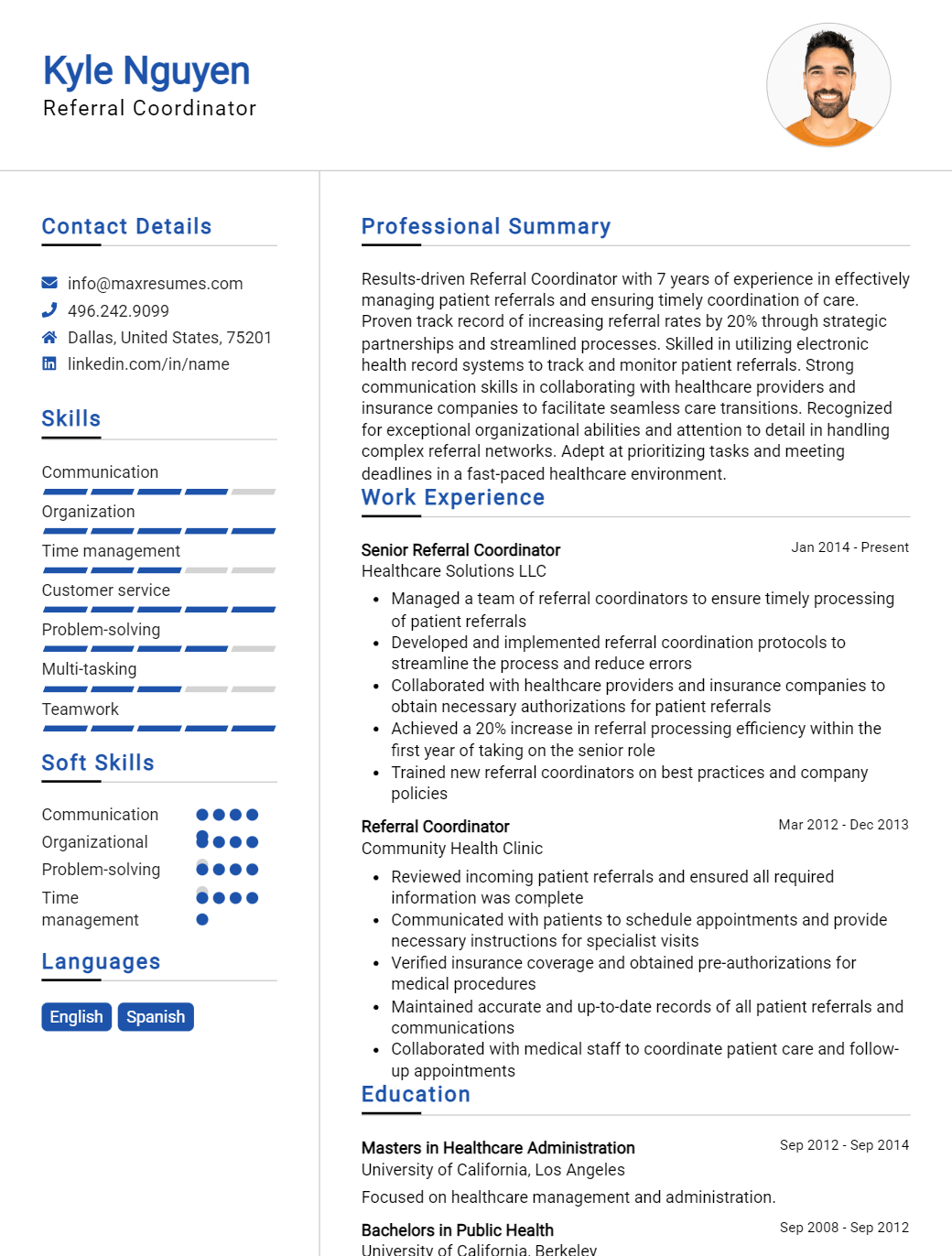 referral-coordinator-resume-sample