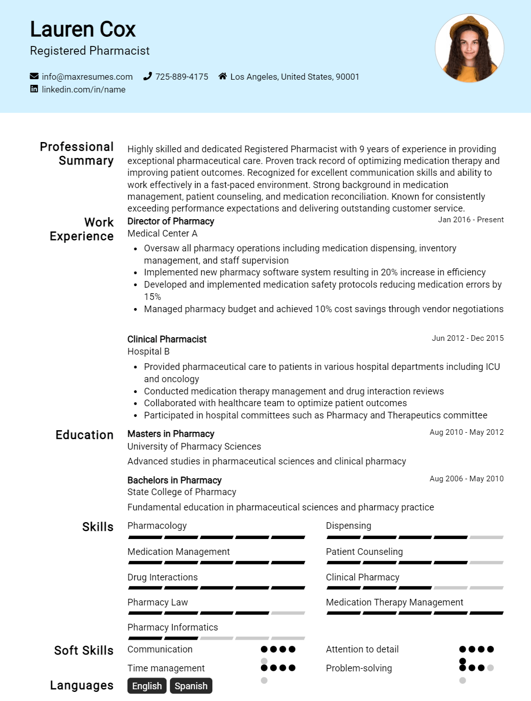 registered-pharmacist-resume-sample