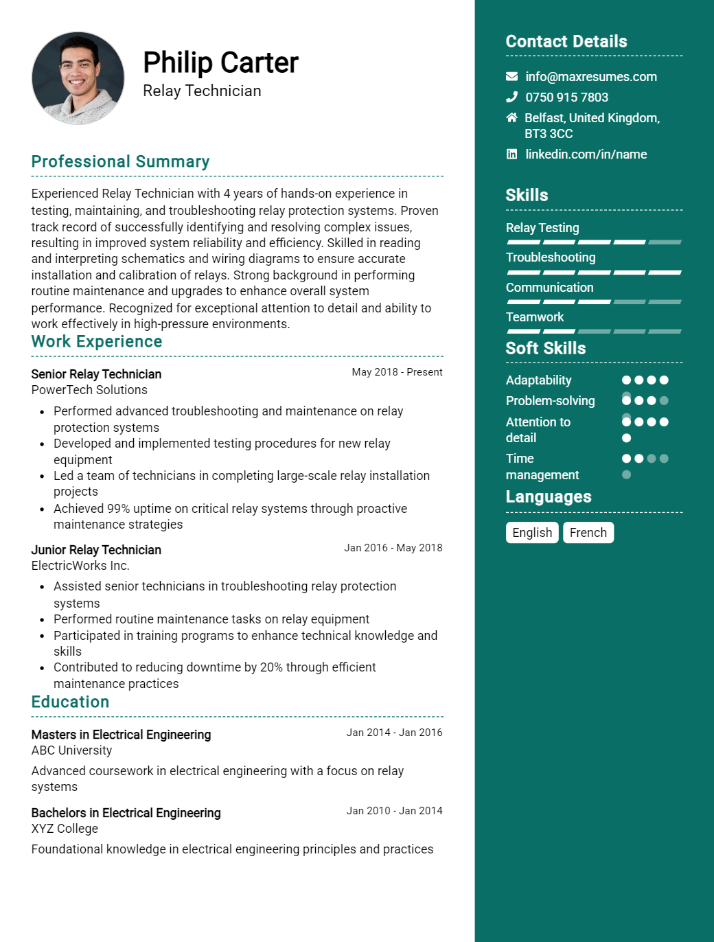 relay-technician-resume-sample