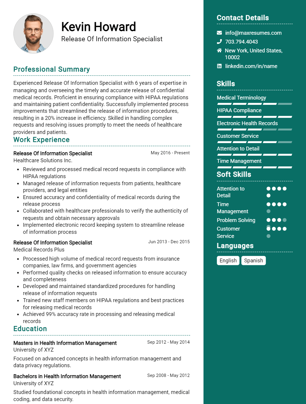 release-of-information-specialist-resume-sample