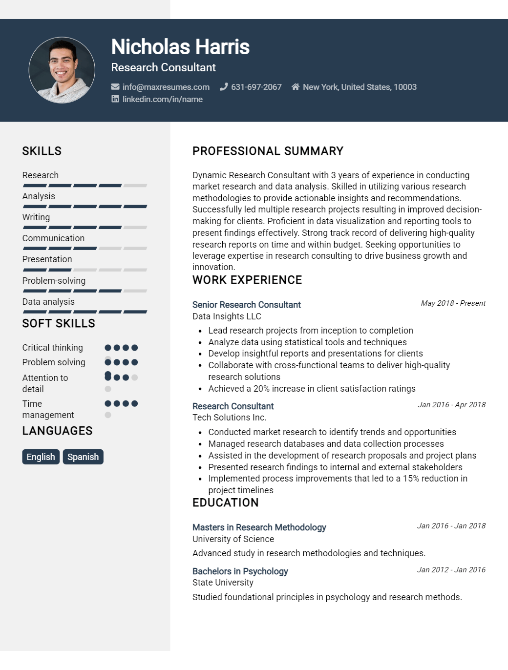 research-consultant-resume-sample