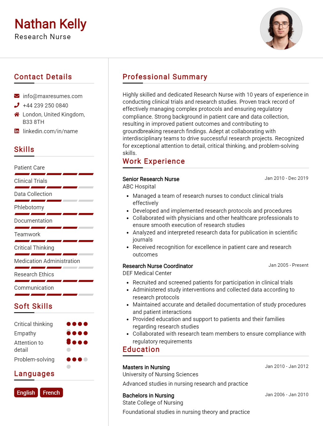 research-nurse-resume-sample