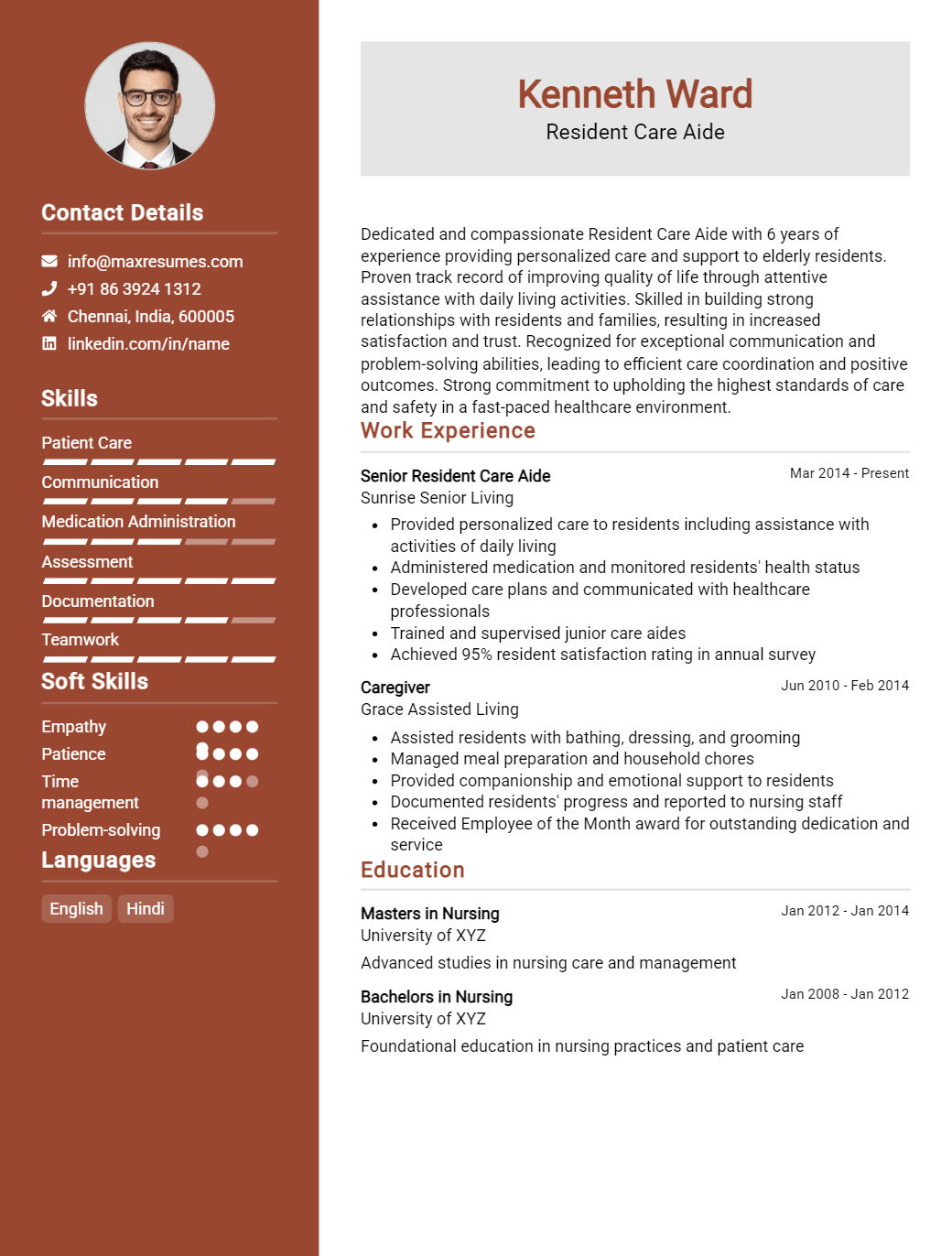 resident-care-aide-resume-sample