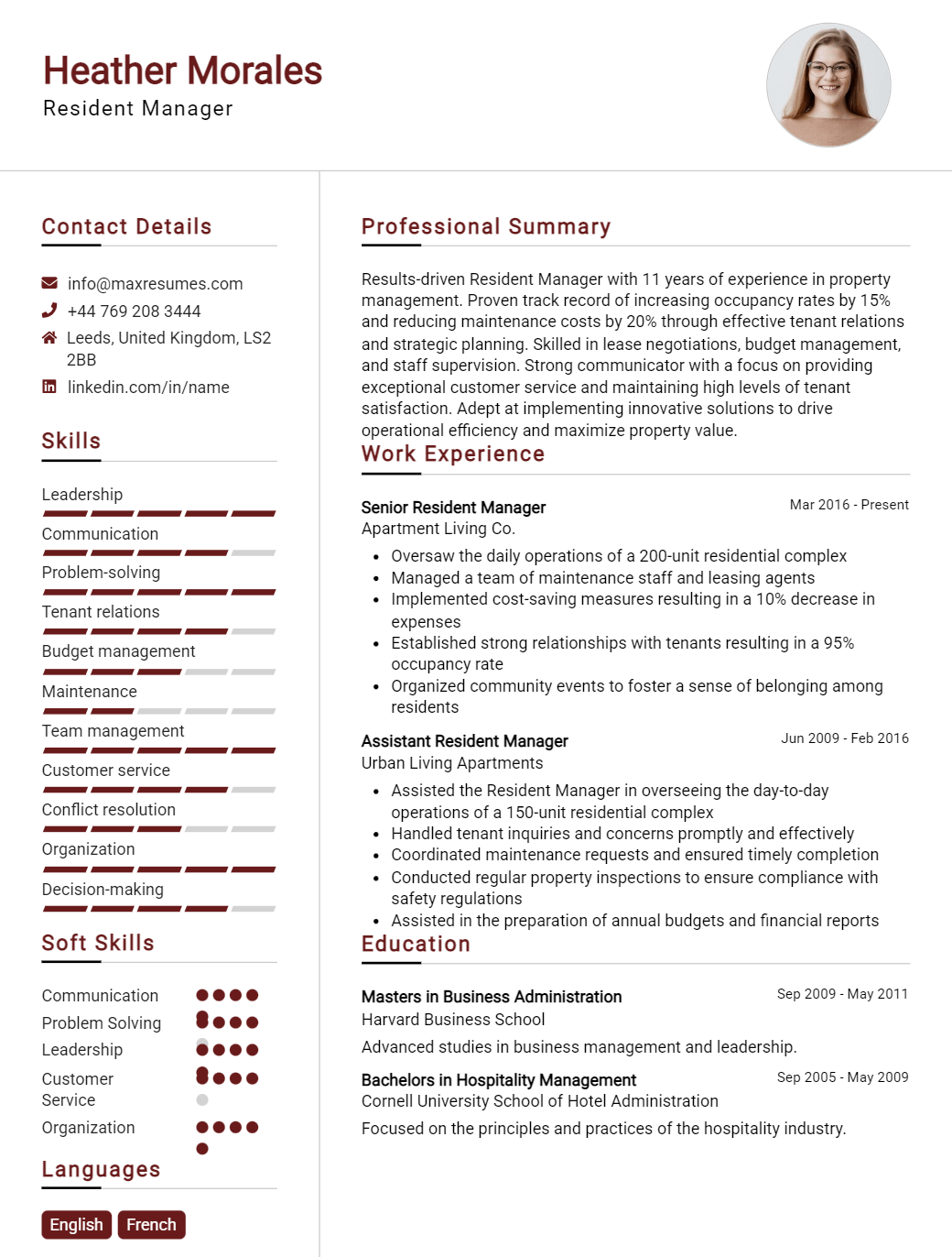 resident-manager-resume-sample