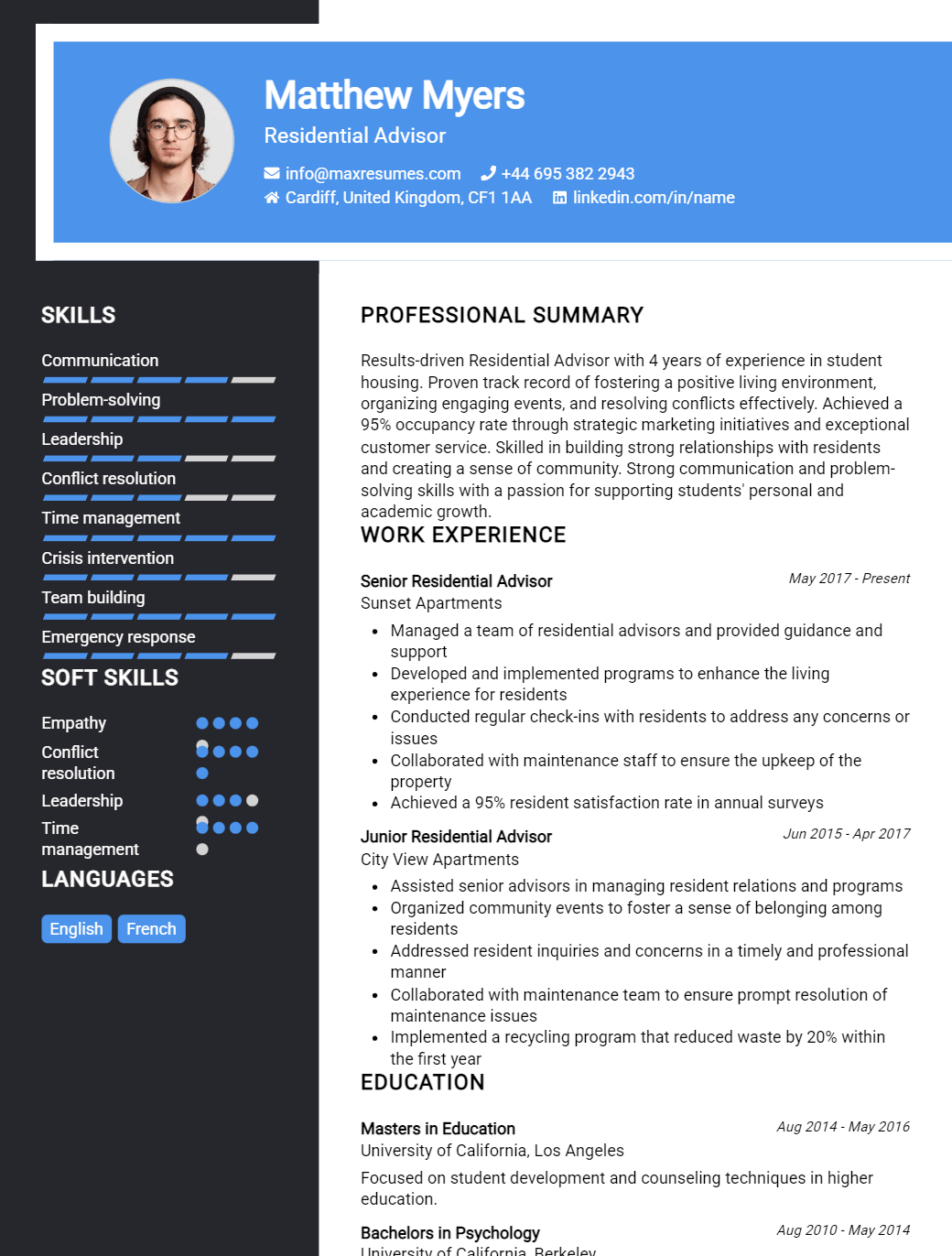 residential-advisor-resume-sample