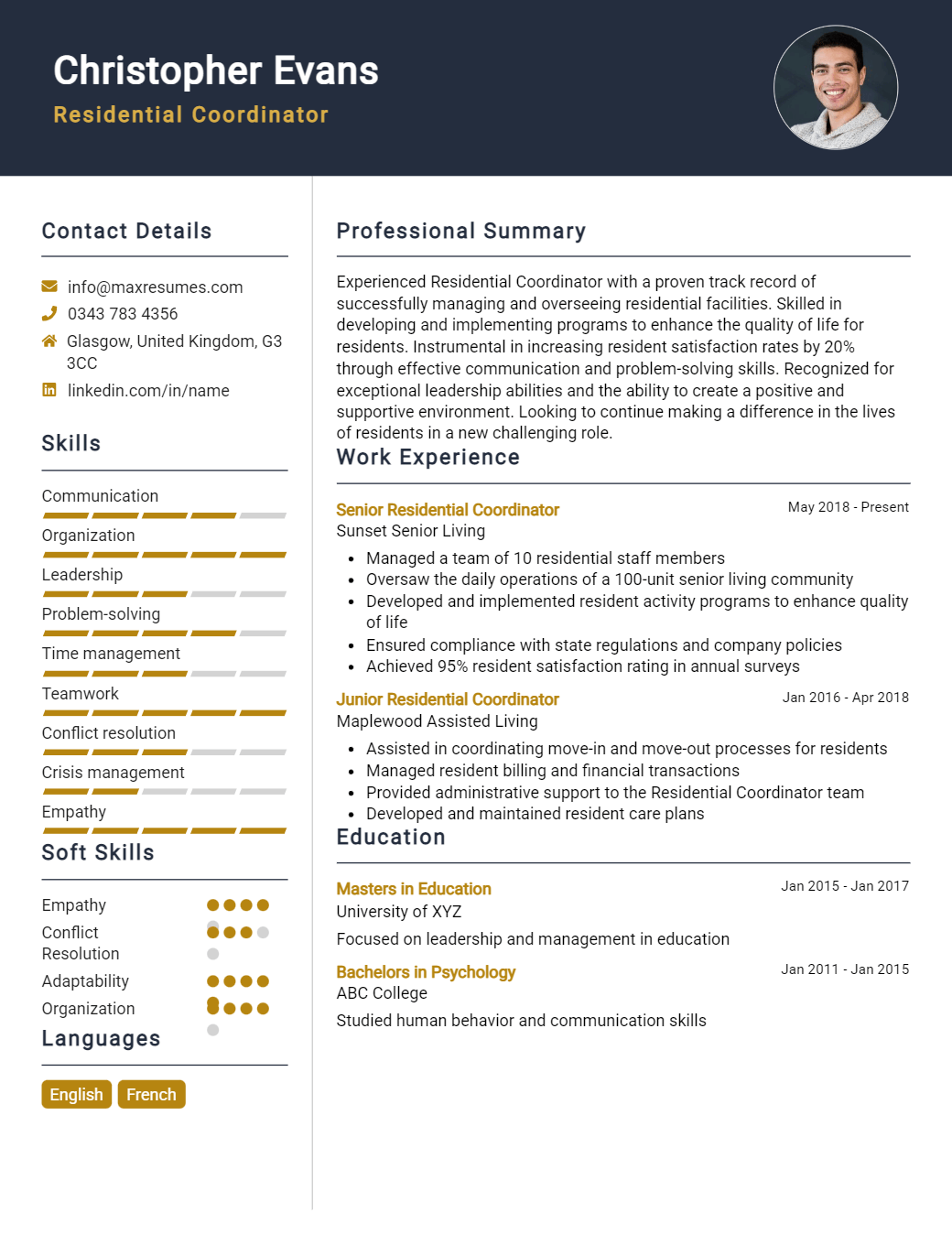residential-coordinator-resume-sample