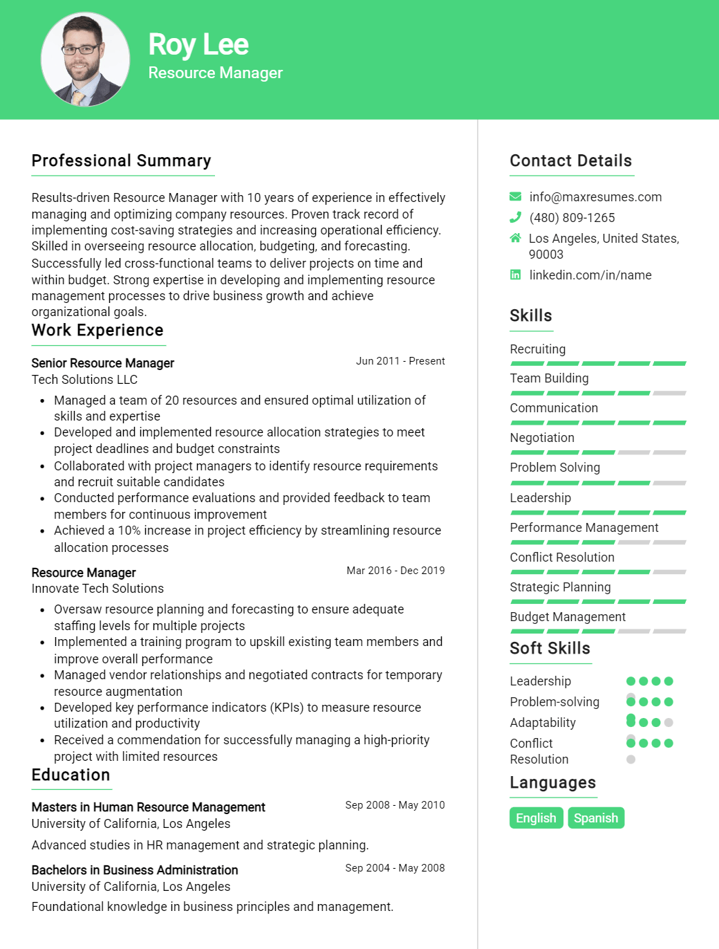resource-manager-resume-sample