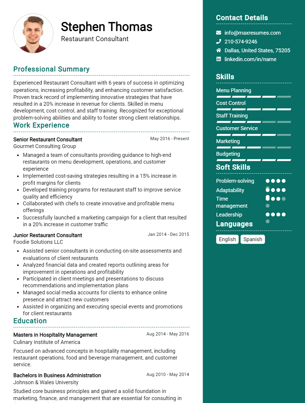 restaurant-consultant-resume-sample