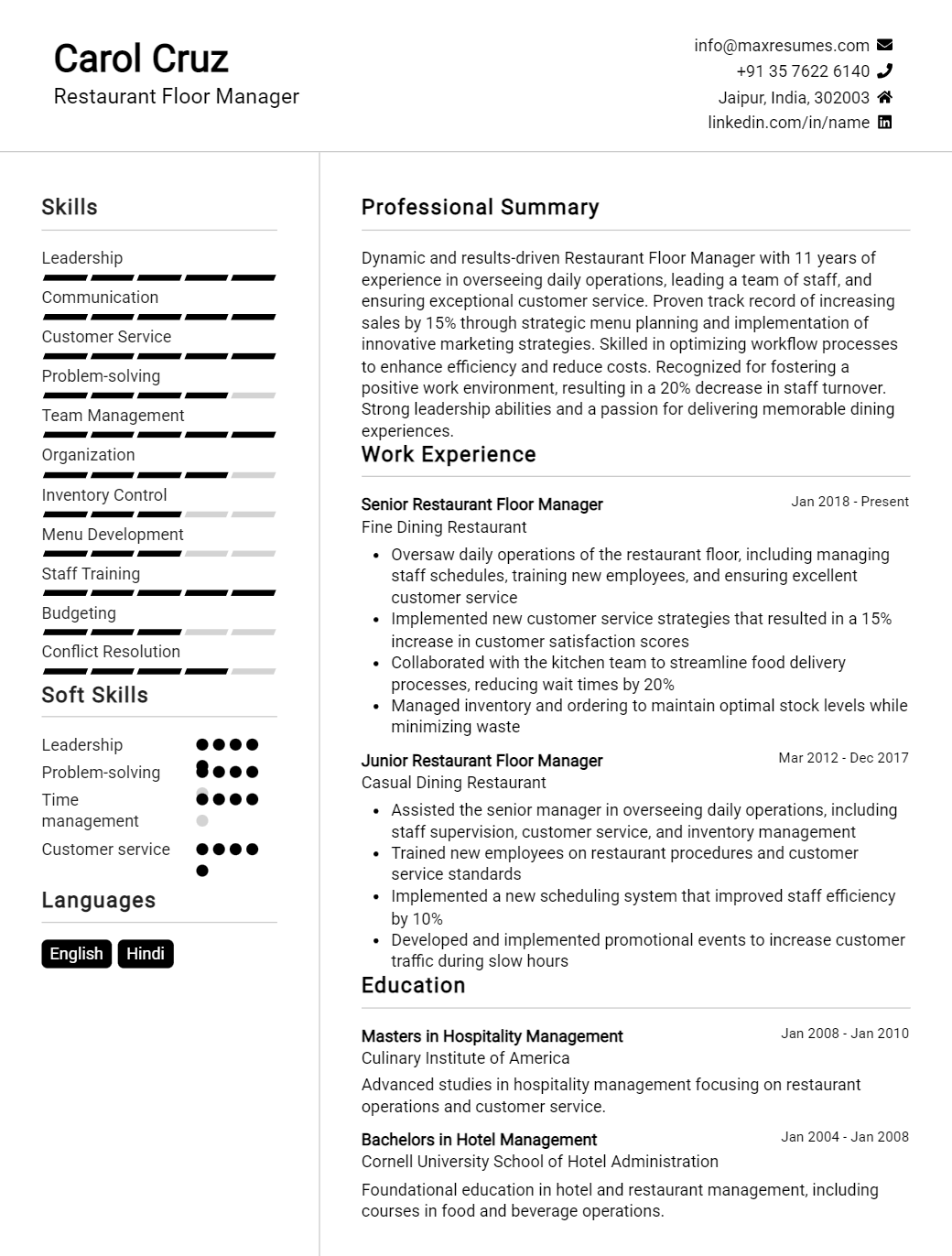 restaurant-floor-manager-resume-sample