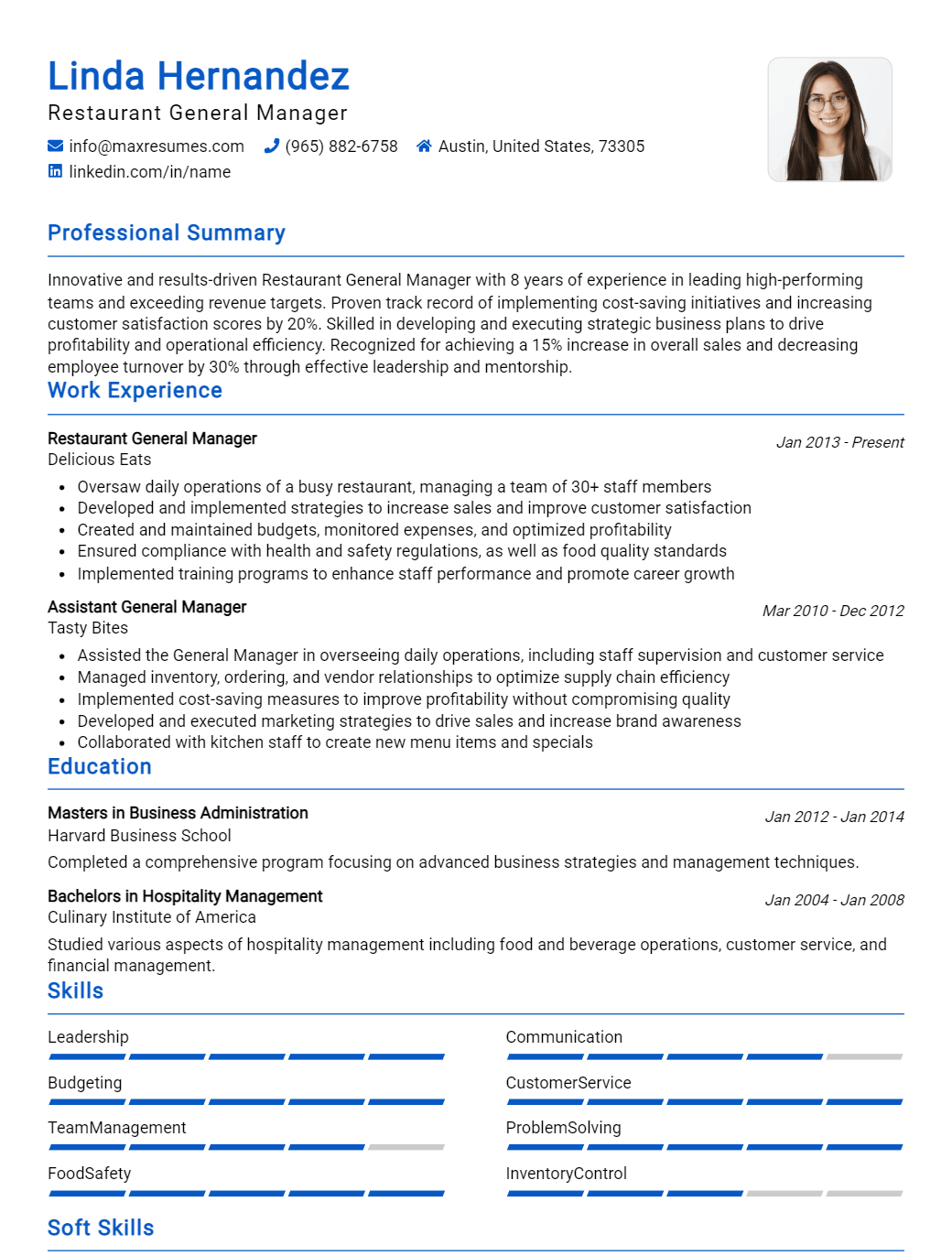restaurant-general-manager-resume-sample