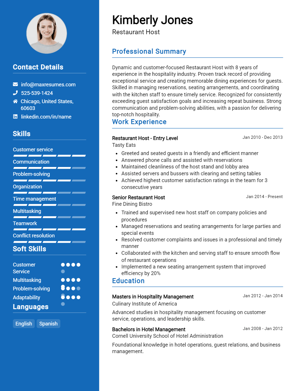 restaurant-host-resume-sample