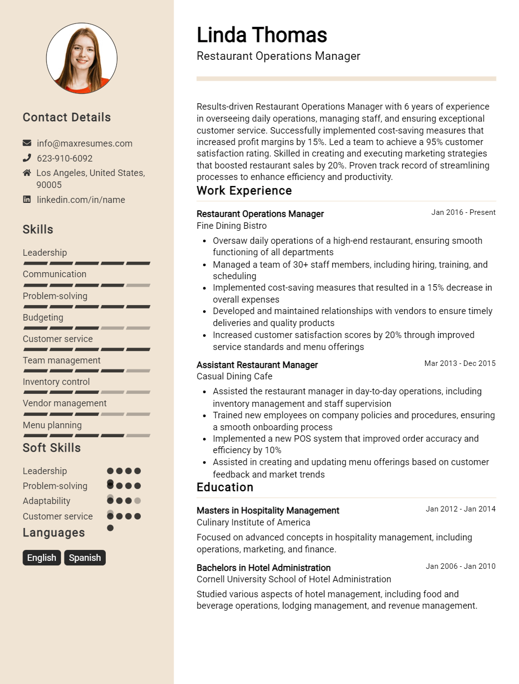 restaurant-operations-manager-resume-sample