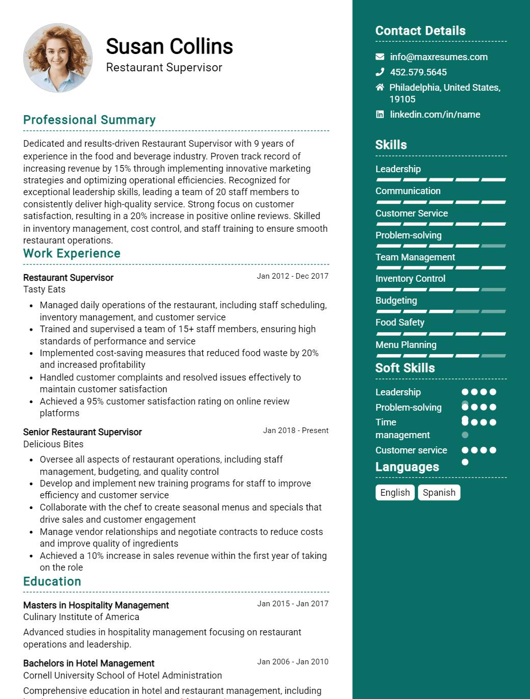 restaurant-supervisor-resume-sample