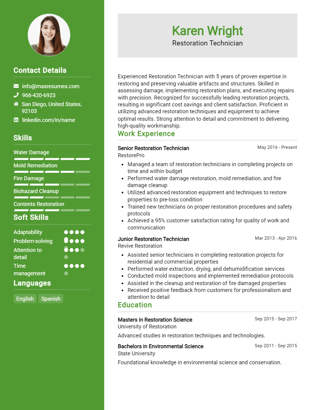 restoration-technician-resume-sample