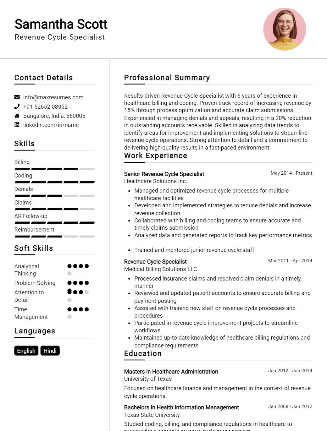 revenue-cycle-specialist-resume-sample