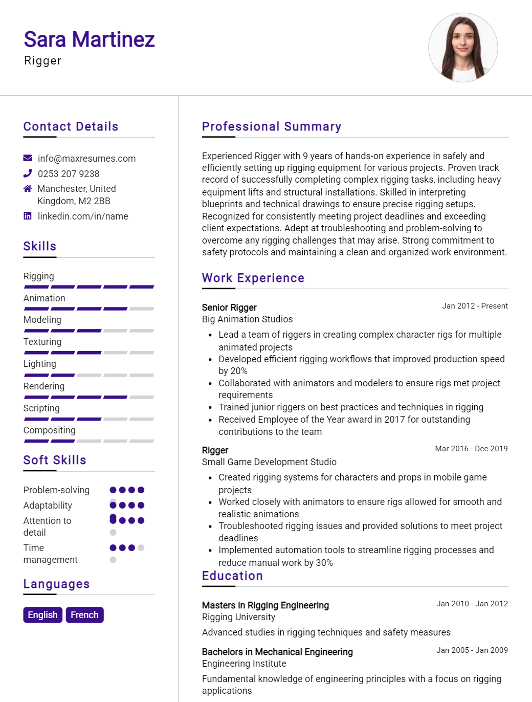 rigger-resume-sample