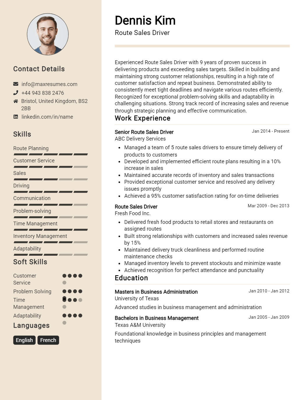 route-sales-driver-resume-sample
