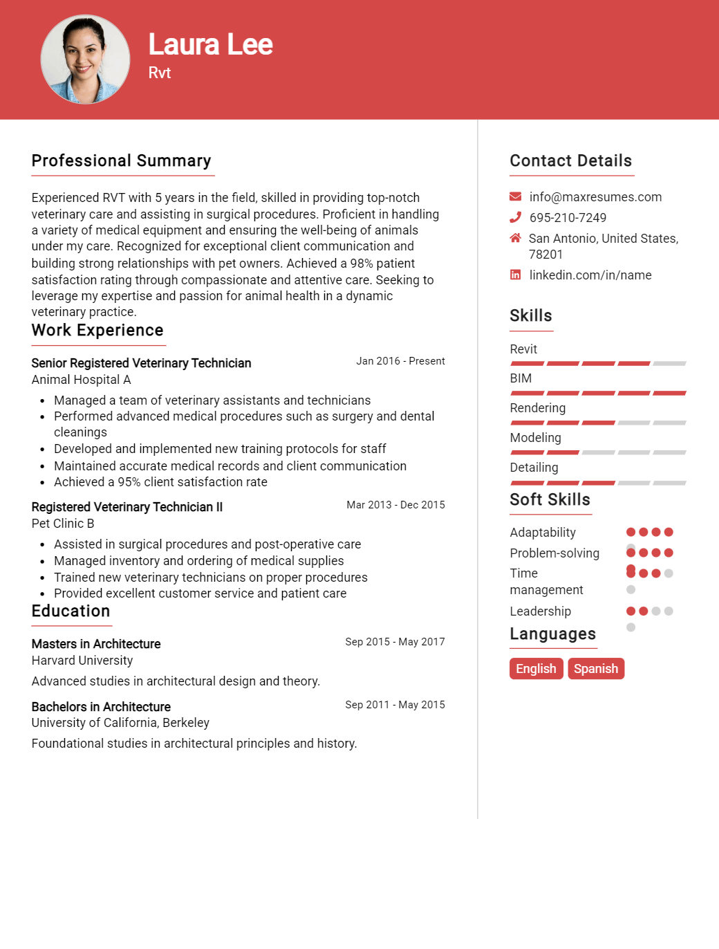 rvt-resume-sample