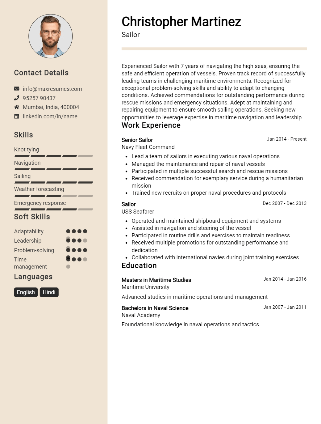 sailor-resume-sample