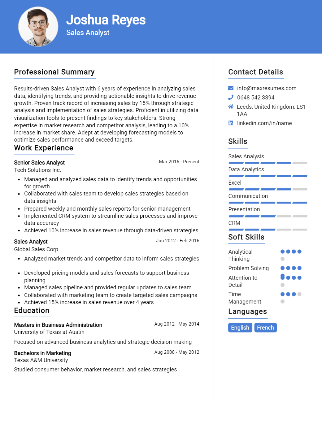 sales-analyst-resume-sample
