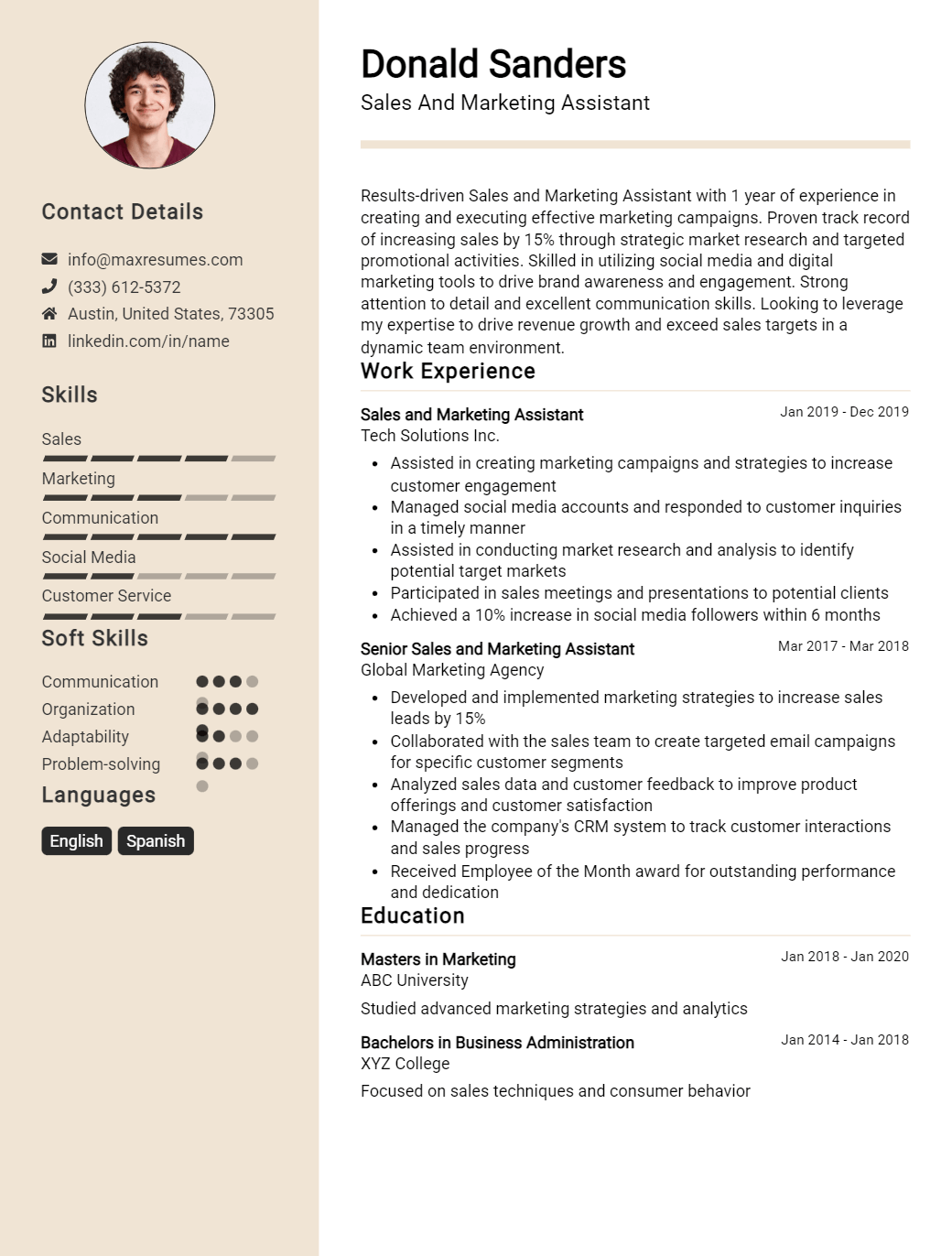 sales-and-marketing-assistant-resume-sample