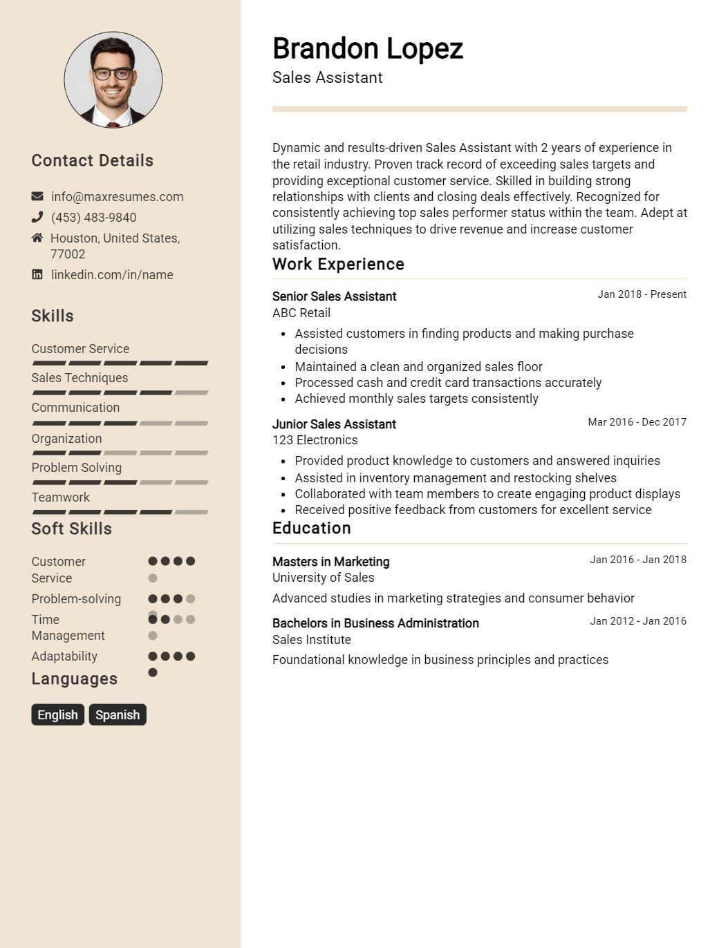 sales-assistant-resume-sample