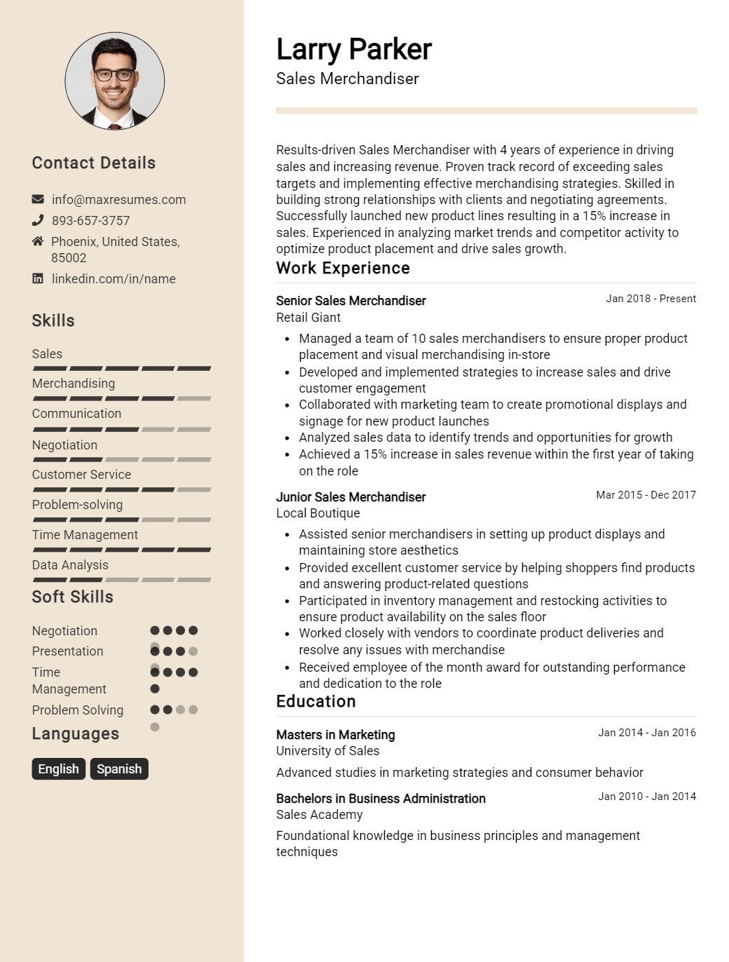 sales-merchandiser-resume-sample