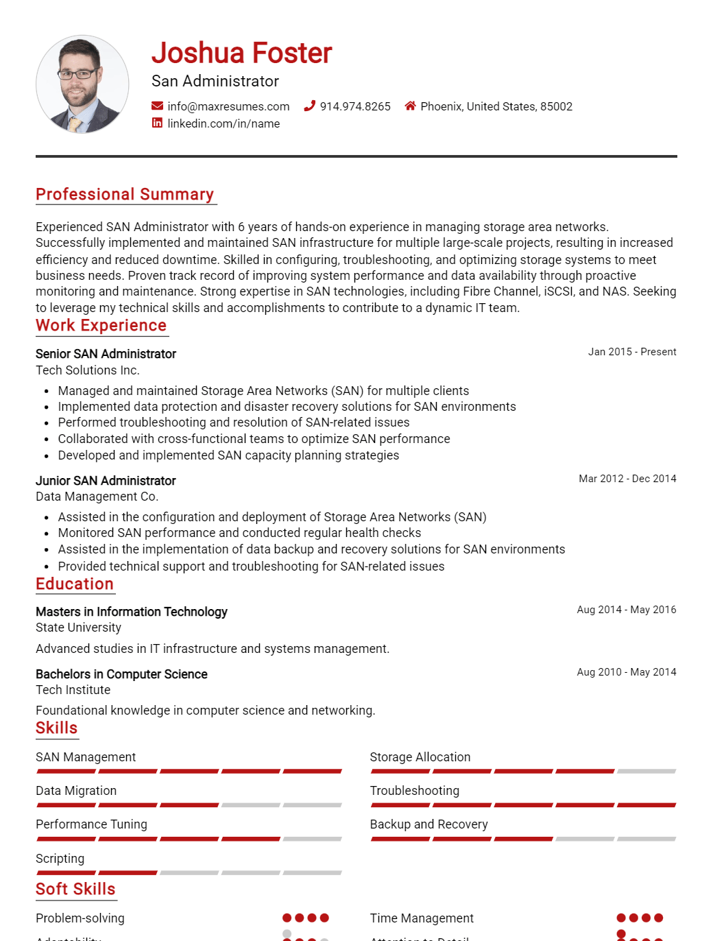 san-administrator-resume-sample