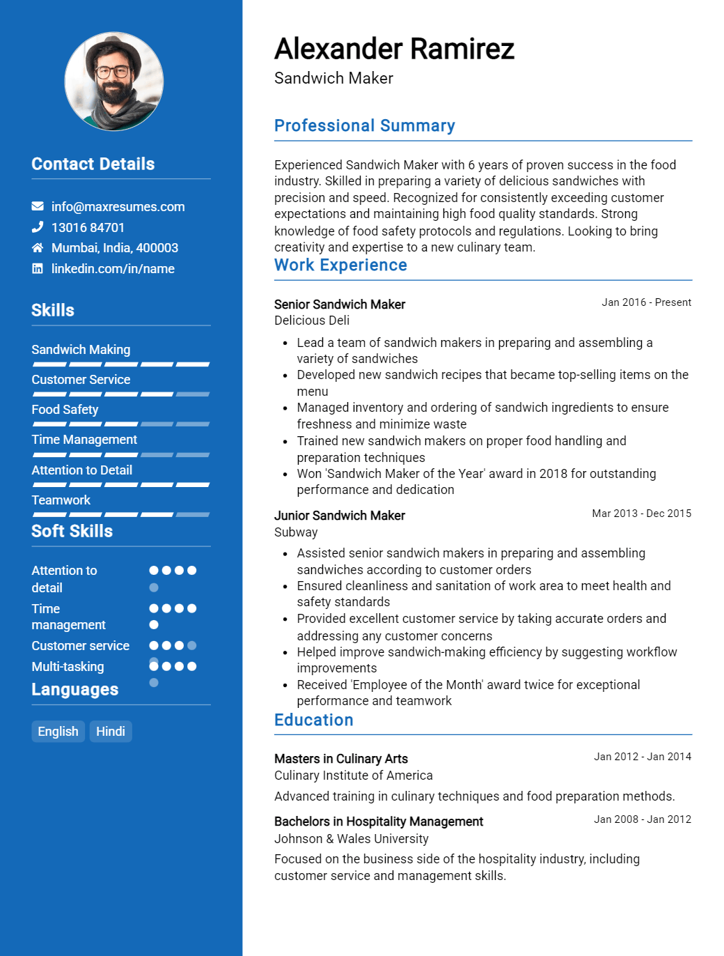 sandwich-maker-resume-sample