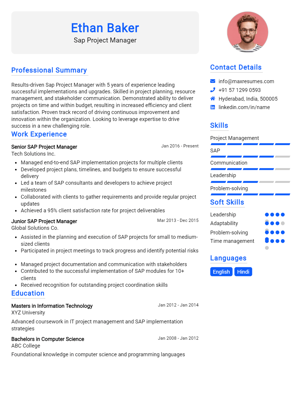 sap-project-manager-resume-sample
