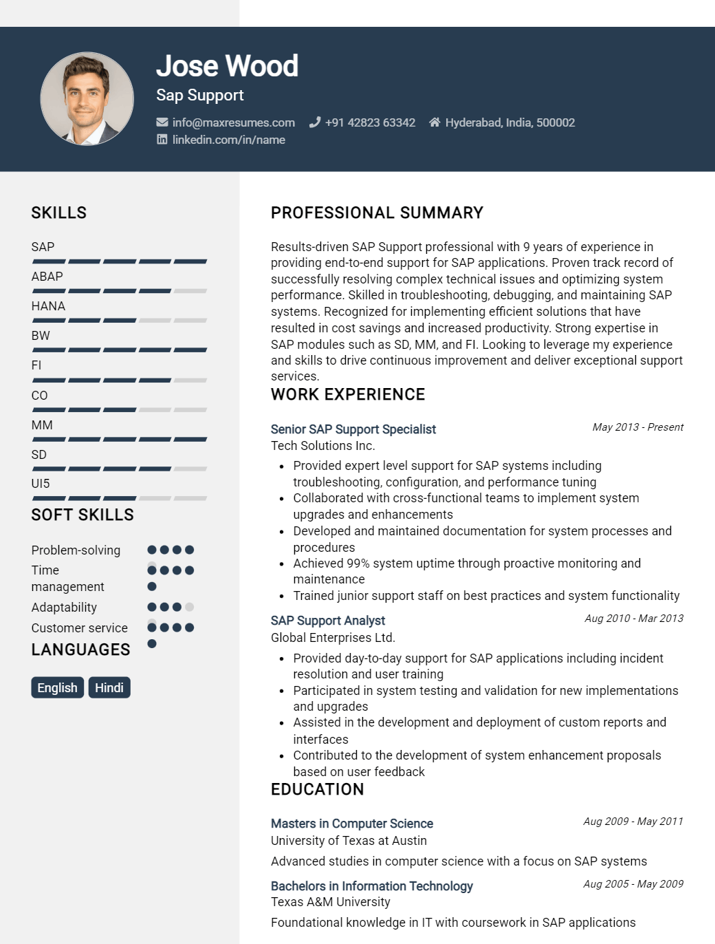 sap-support-resume-sample