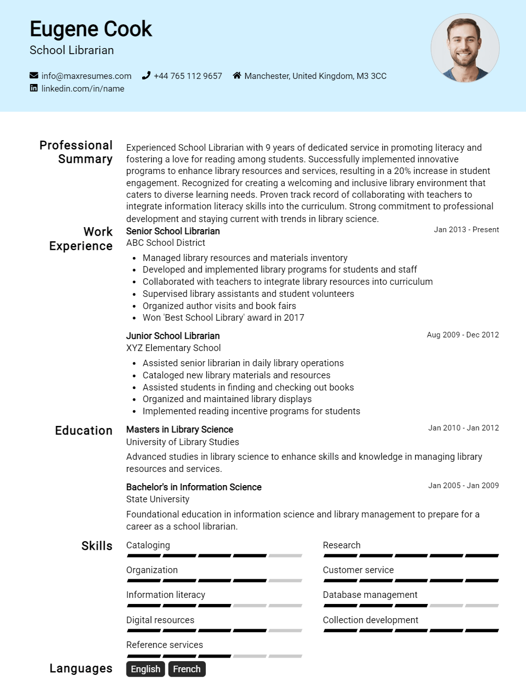 school-librarian-resume-sample