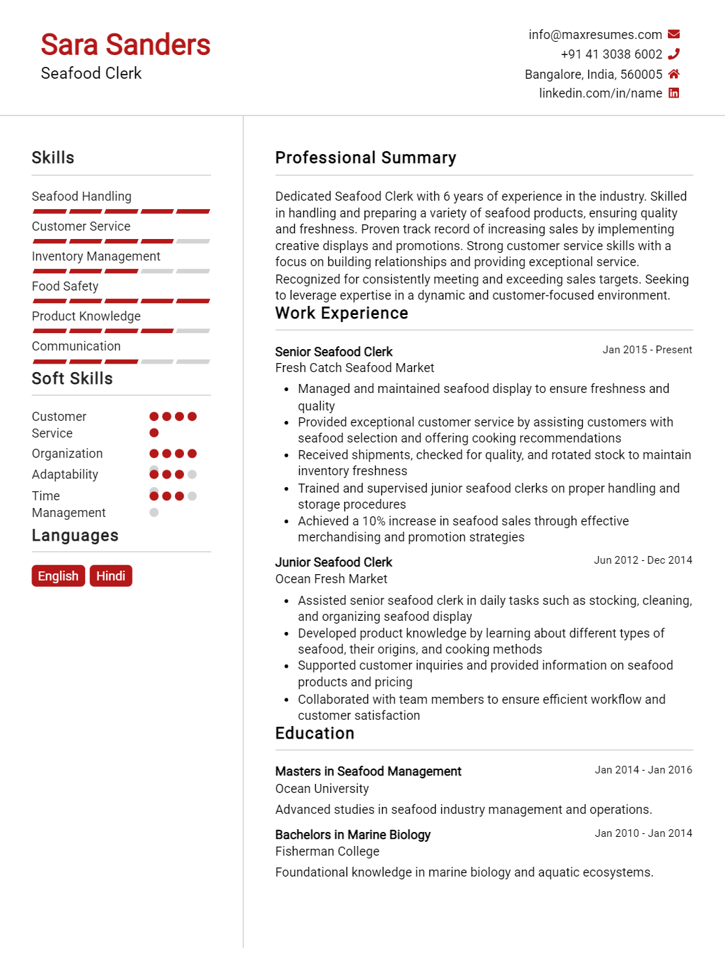seafood-clerk-resume-sample