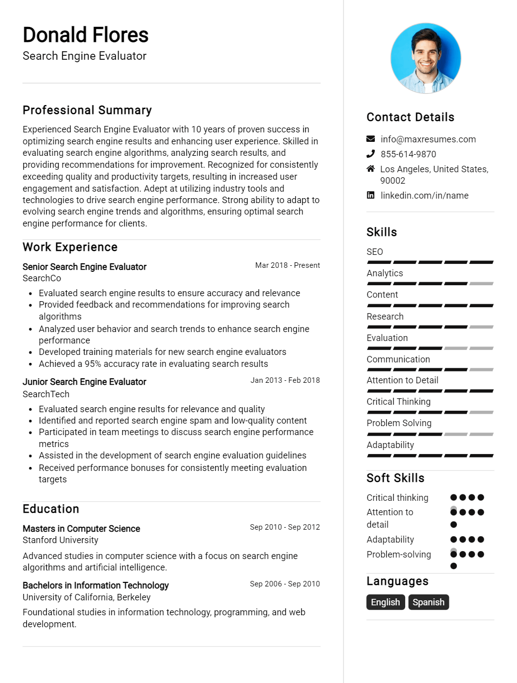 search-engine-evaluator-resume-sample