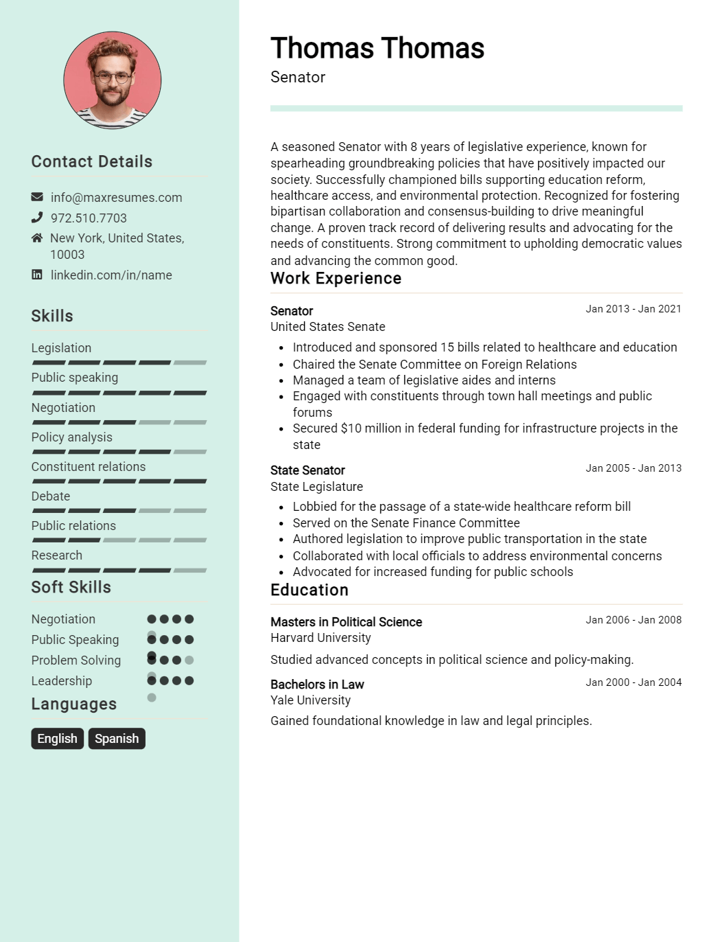 senator-resume-sample
