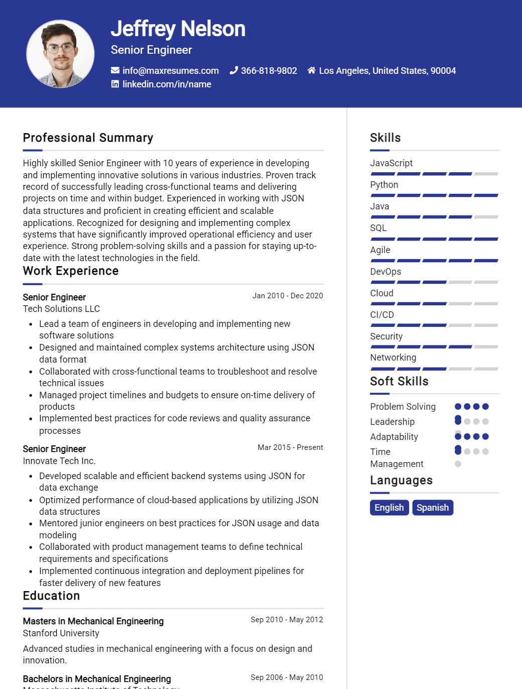 senior-engineer-resume-sample
