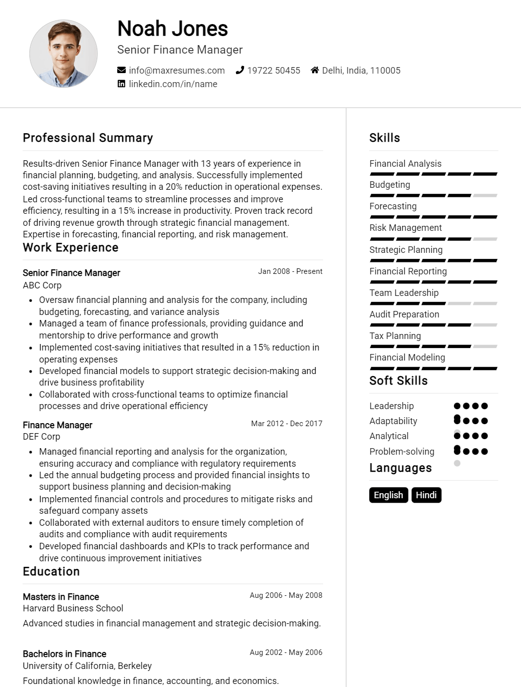 senior-finance-manager-resume-sample