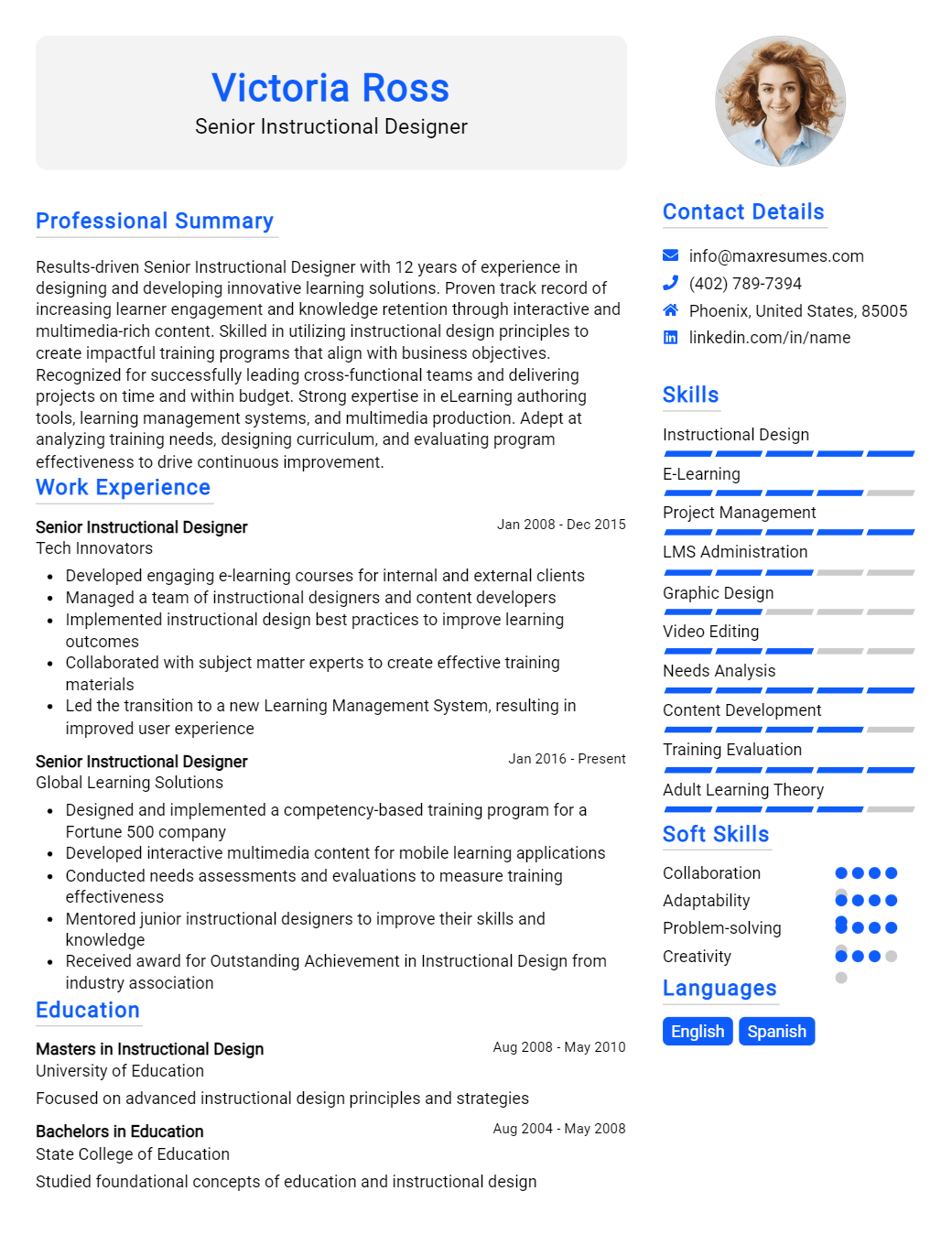 senior-instructional-designer-resume-sample