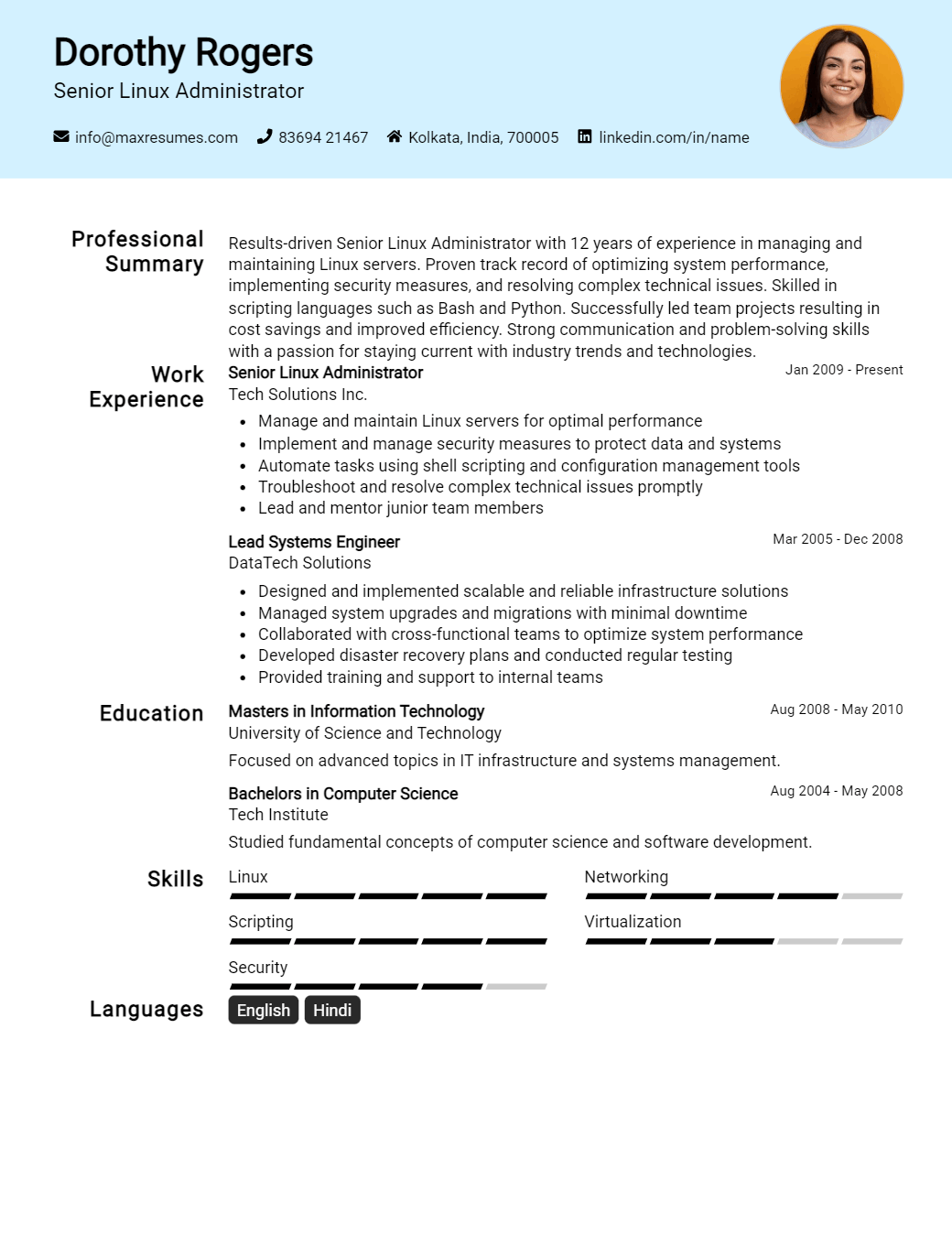 senior-linux-administrator-resume-sample