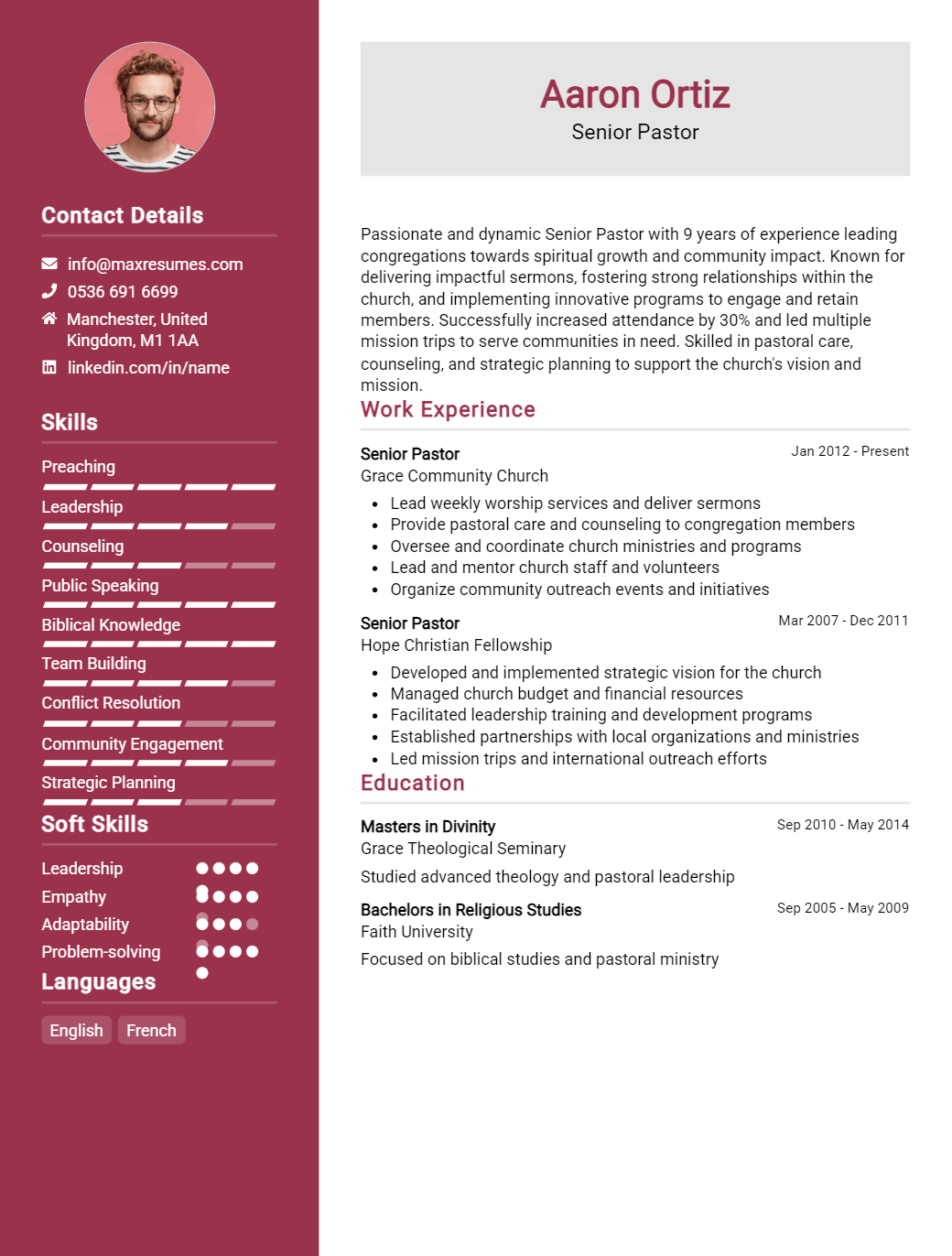 senior-pastor-resume-sample