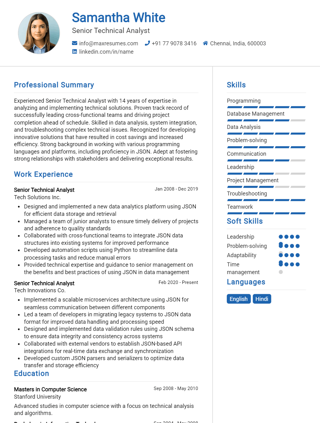 senior-technical-analyst-resume-sample