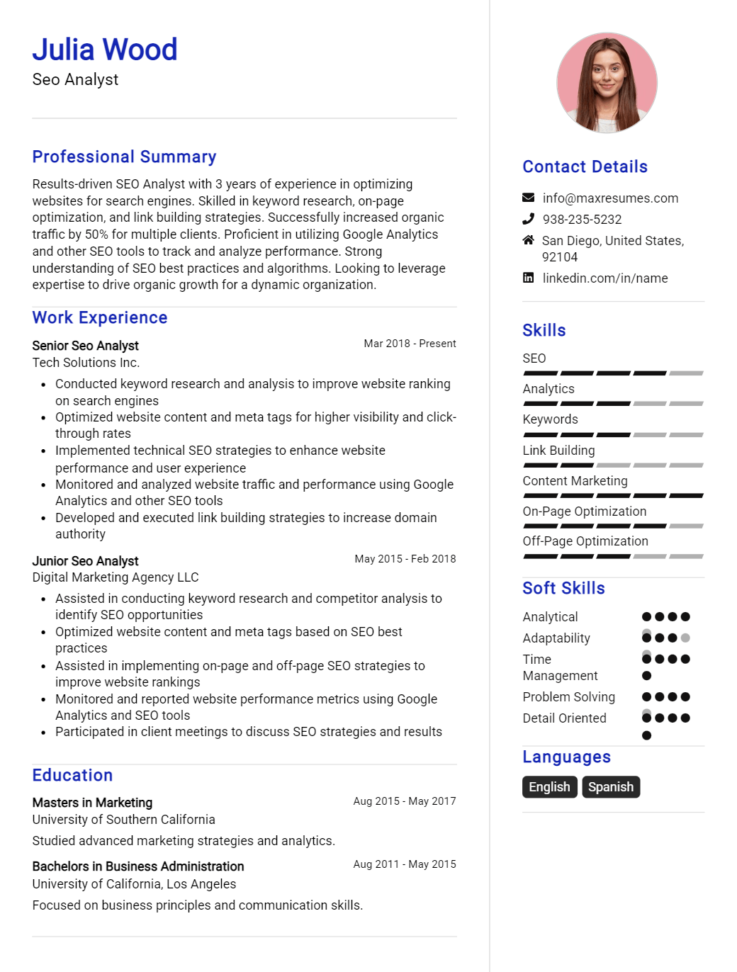 seo-analyst-resume-sample