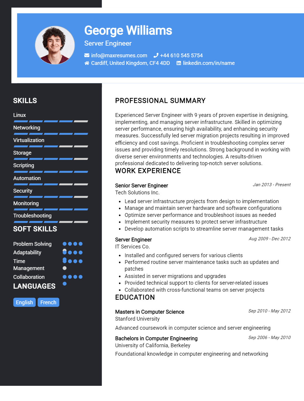 server-engineer-resume-sample