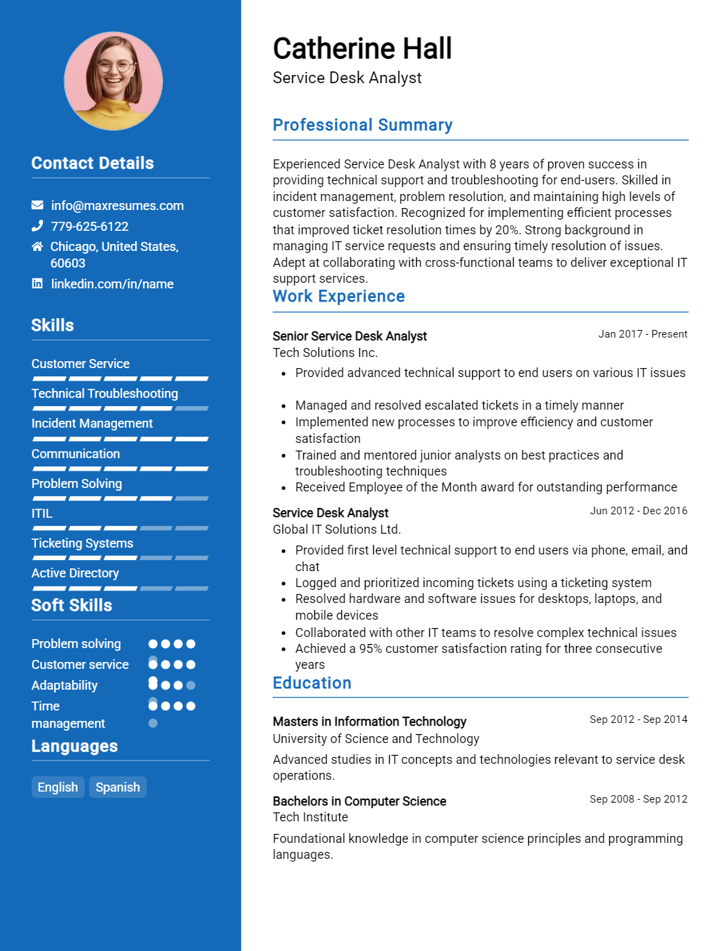 service-desk-analyst-resume-sample