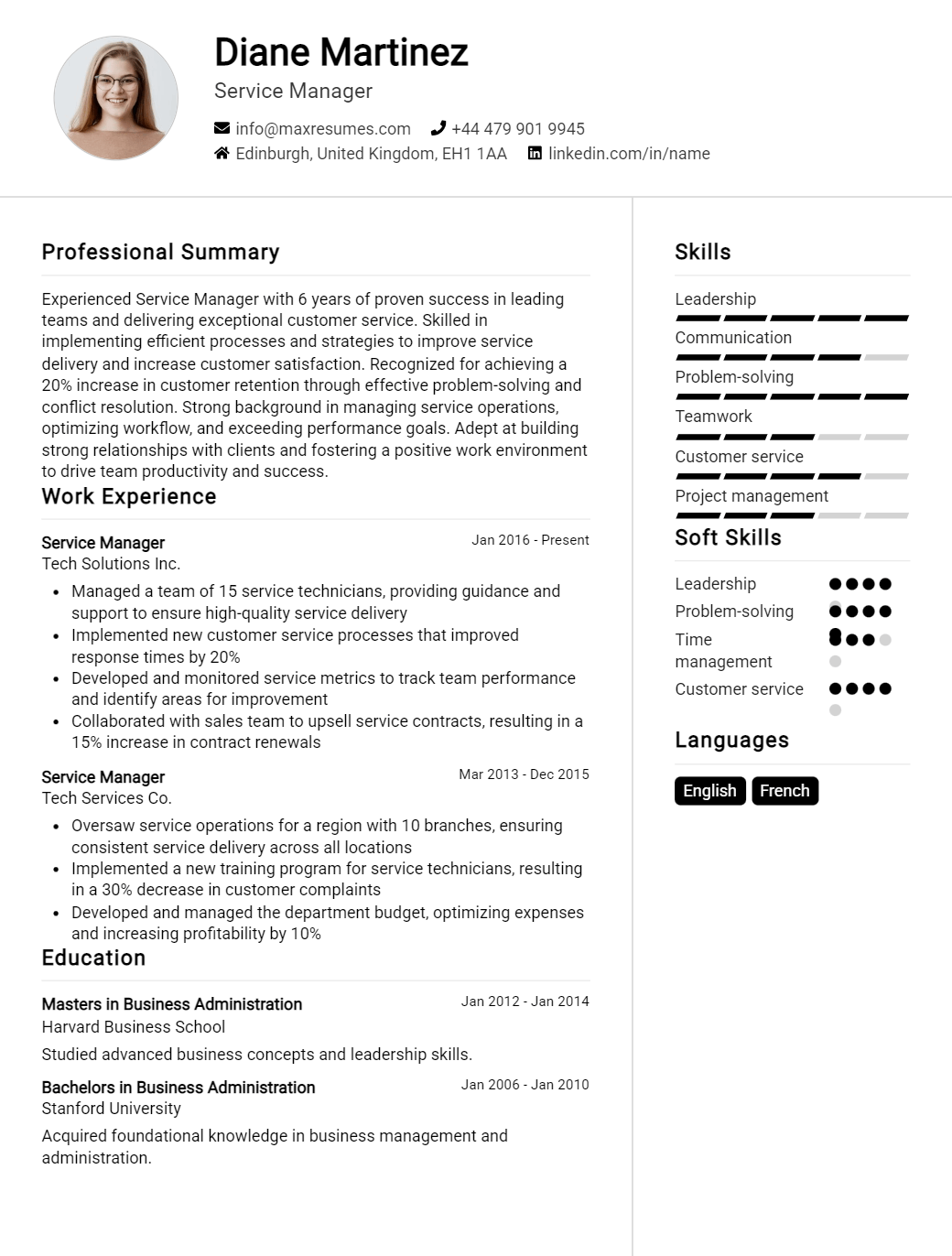 service-manager-resume-sample