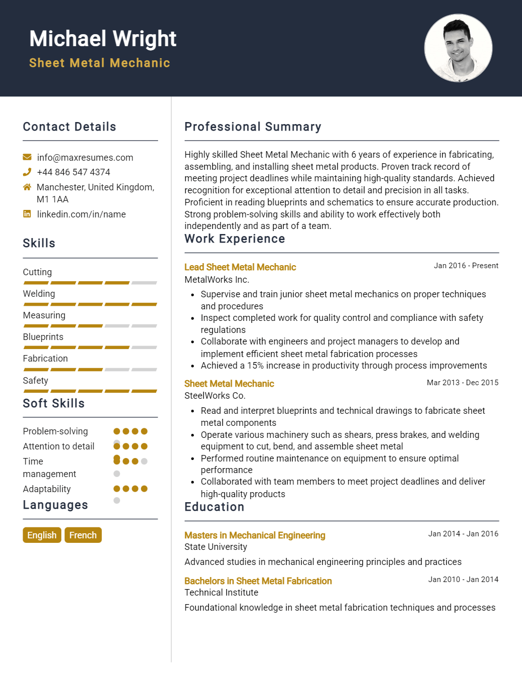 sheet-metal-mechanic-resume-sample