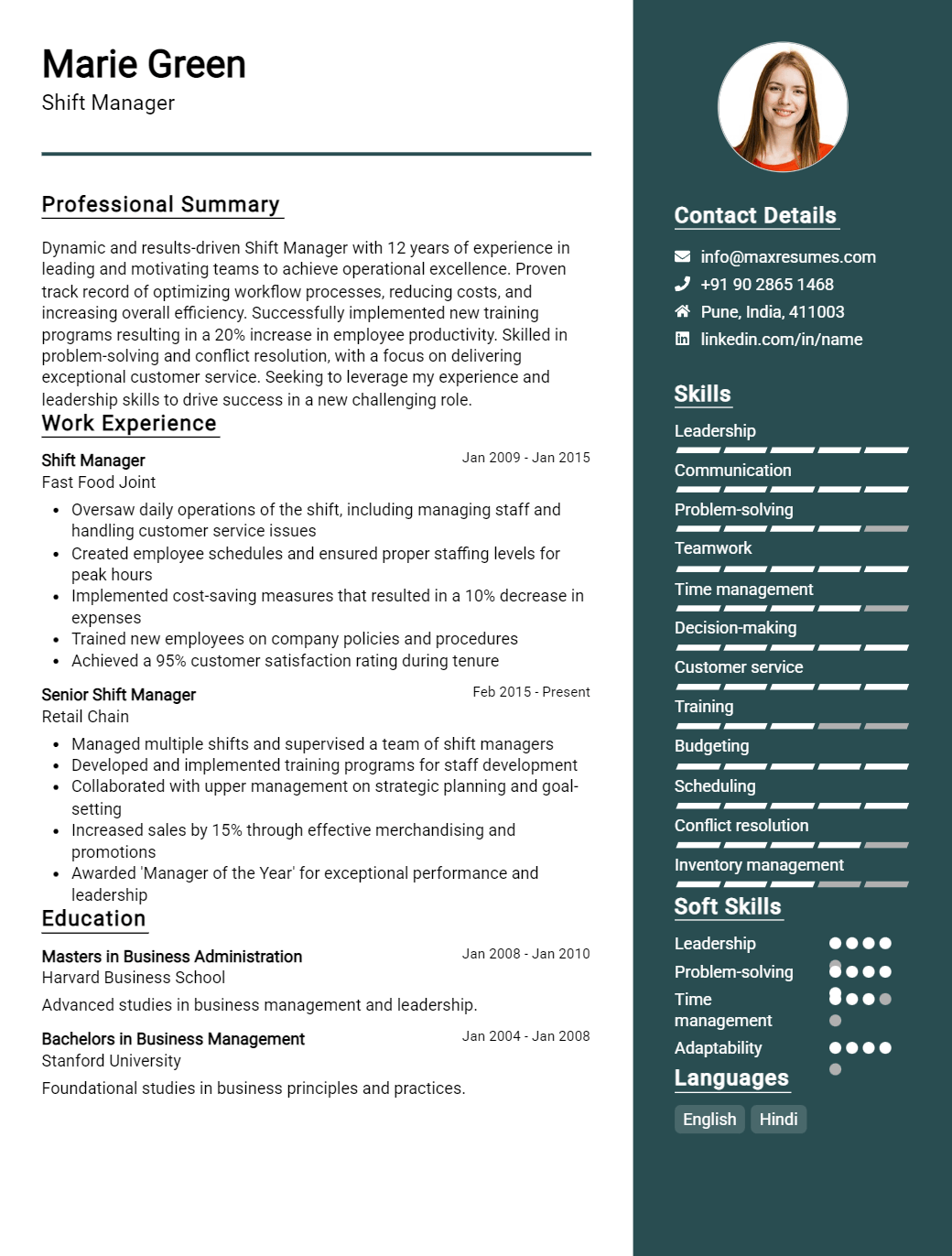 shift-manager-resume-sample