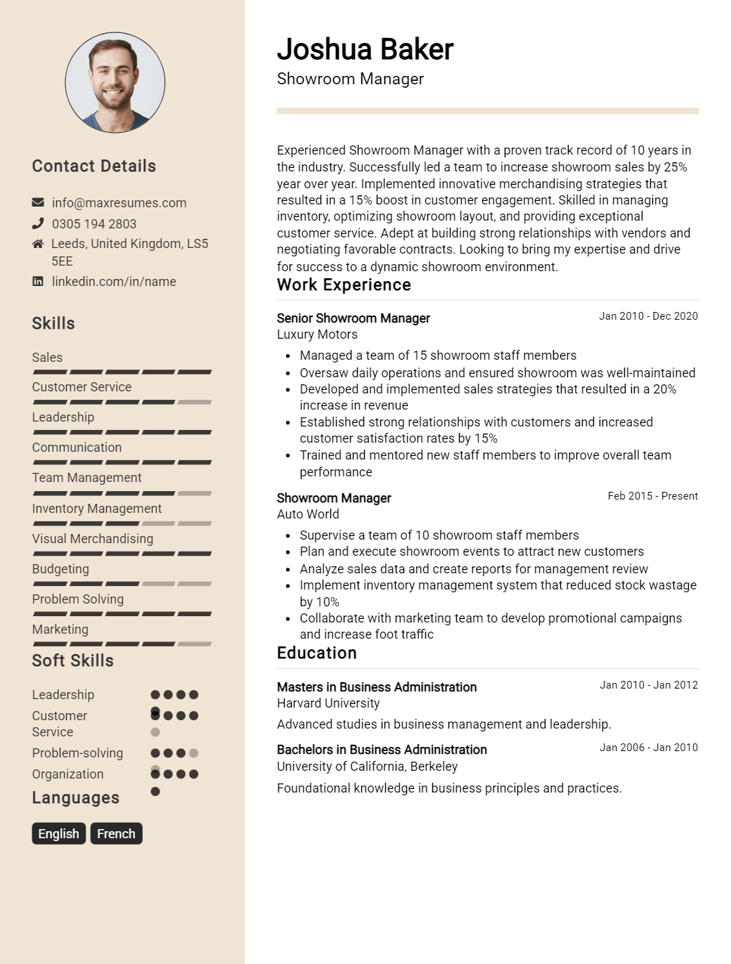 showroom-manager-resume-sample