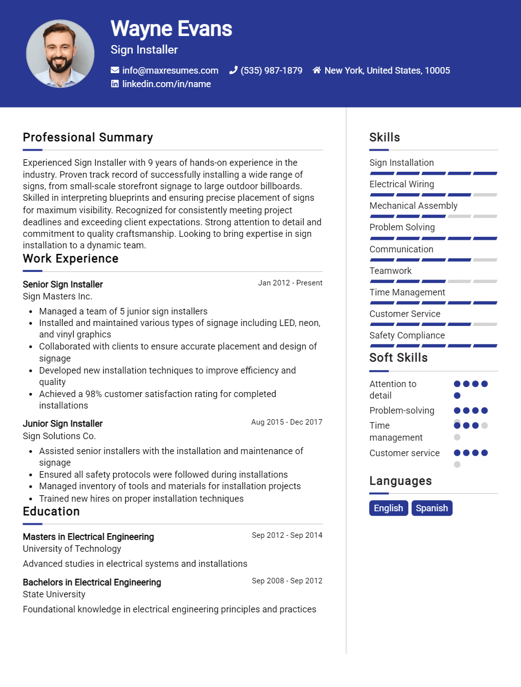 sign-installer-resume-sample